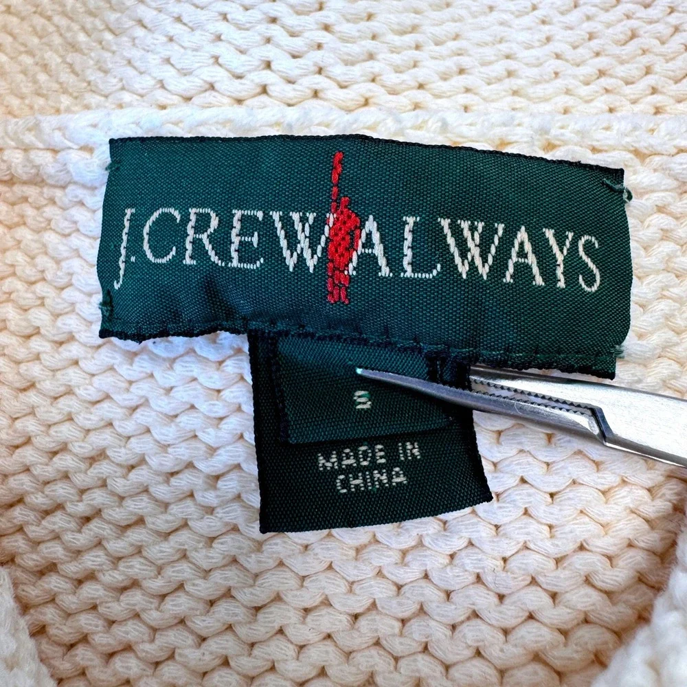 J. CREW ALWAYS Oarsman Roll Neck Womens Cotton Sweater S Cream Bleach Spots
